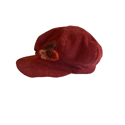 #ad Red Burgundy Newsboy Cap Crochet Flower Detail Women#x27;s Hat $16.99
