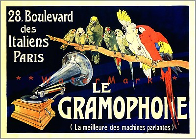 #ad Le Gramophone Paris France Vintage Poster Print Retro Style Music Phonograph Ad $21.58