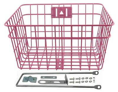 #ad NEW ABSOLUTE 14quot; RISE STEEL WIRE FRONT BASKET W BRACES 333D IN PINK. $29.94