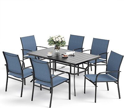 #ad 7 Piece Patio Dining Furniture Set Outdoor Table Chairs Set Rectangular Tables $389.99