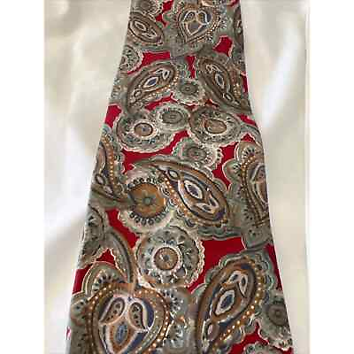 #ad Christian Dior 100% Silk Vintage Burgandy With Paisley Print 54 Inches Long $24.97