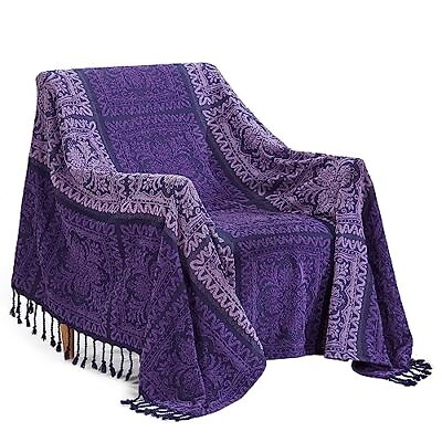 #ad Bohemian Throw Blankets Chenille Jacquard Tassels Boho Sofa Cover for Couch ... $56.48