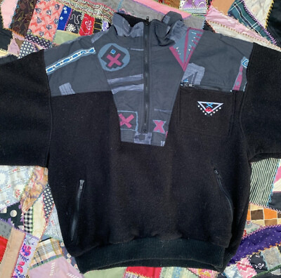 #ad Vintage Quicksilver Primitive Pattern Fleece Sweater $89.00