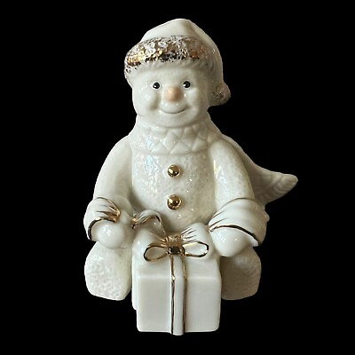 #ad Vintage Lenox Snowman Snowy Surprise Snowman With Present Christmas Decor 3.5” $11.04