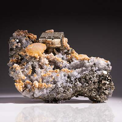 #ad Calcite on Pyrite with Quartz from Huaron District Cerro de Pasco Province Pas $5000.00
