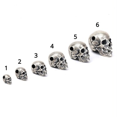 #ad Handmade Multi Size Gothic Skeleton Sterling Silver Skull Beads Pendant Charm $23.75