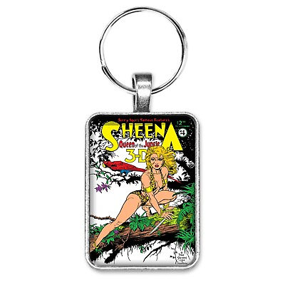 #ad Sheena Queen of the Jungle 3 D Cover Key Ring Necklace Classic Sexy Comic Book $12.95