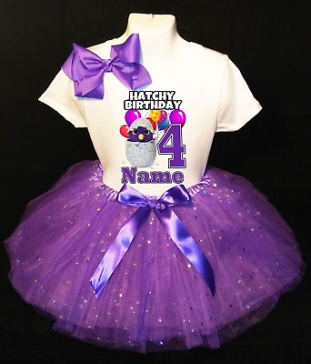 #ad Hatchimals **With NAME** 4th Fourth 4 Birthday Purple Tutu Dress Fast Shipping $32.99