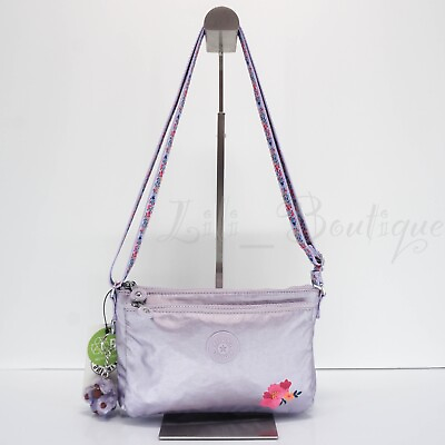 #ad NWT Kipling KI9098 Mikaela Crossbody Shoulder Bag Loving Flowers Lilac Metallic $44.95