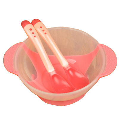 #ad 3pcs Feeding Bowl Multicolored Anti Slip Kids Feeding Training Bowl Spoon Fork $12.54