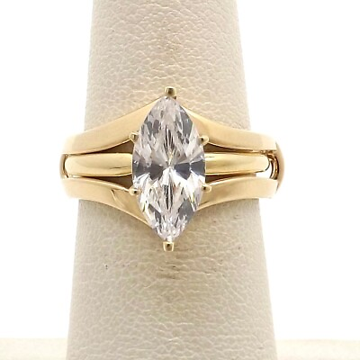 #ad Solid 14k Gold Chevron Engagement Ring Enhancer Insert Wedding Band V Notch 4gr $399.00