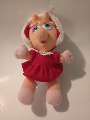 #ad 1980#x27;s Baby Miss Piggy 12quot; Jim Henson Muppet Plush Red Dress $17.99
