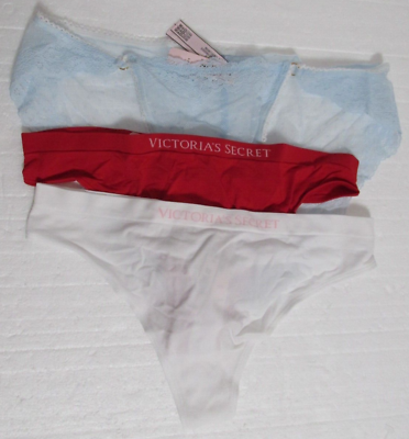 #ad Women#x27;s Victoria#x27;s Secret Lot of 3 Pair 2 Thongs 1 Lace Panties Size Large $14.95