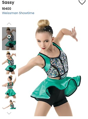 #ad Weissmans Dance Costume Sparkle Green Large Child Style 10400 One Piece $15.50