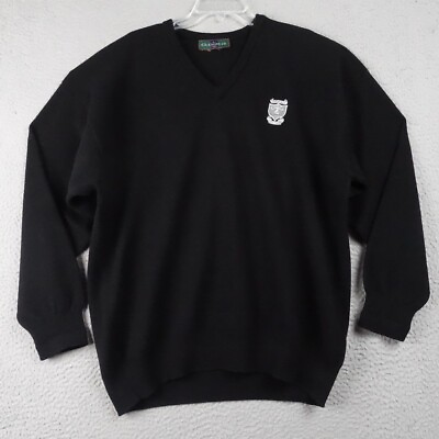#ad GLENMUIR 1891 ROYAL Waterville GOLF CLUB V NECK SWEATER Pure NEW Wool Black XL $26.33