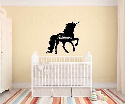 #ad Unicorn Personalized Name Wall Vinyl Decal Sticker Custom Kids Home Decor $34.99