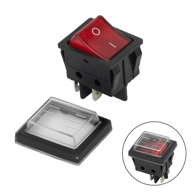 #ad RED 2 Position 4 Pins Switch POWER PUMP ON OFF Illuminated Rocker Switch $6.69
