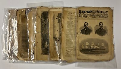 #ad Lot of Original Harpers Weekly Civil War Era Newspaper Bits Pages Graphics $49.99