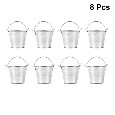 #ad 8PCS galvanized vase Metal Gift Bucket Small Tin Pails Metal Buckets for Party $12.38