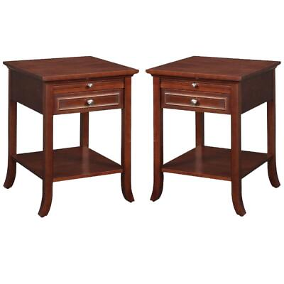 #ad Home Square End Table in Espresso Mahogany Wood Finish Set of 2 $216.35