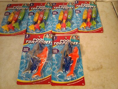 #ad SWIMMING POOL TORPEDOS UNDERWATER DIVE TOYS Lot Bright Colored Glides Fun $14.99