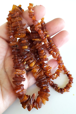 #ad Vintage Honey Amber Raw Nugget 28quot; Single Graduated Strand Necklace 28.29 gr $32.95
