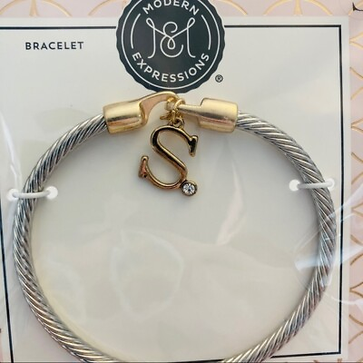#ad Modern expression silver amp; Gold Toned Classy Womens S monogram bracelet Jewelry $11.00