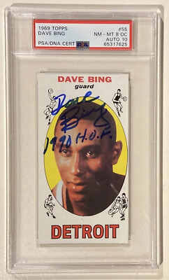 #ad 1969 70 Topps DAVE BING Signed Rookie Basketball Card #55 PSA DNA 8 OC Auto 10 $328.00
