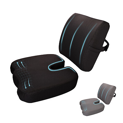 #ad Memory Foam Seat Cushion Back Lumbar Support Pillow for Office Chair Car Seats $31.99