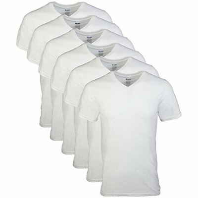#ad Gildan Men#x27;s V Neck T Shirts Multipack White 6 Assorted Sizes Colors $22.05