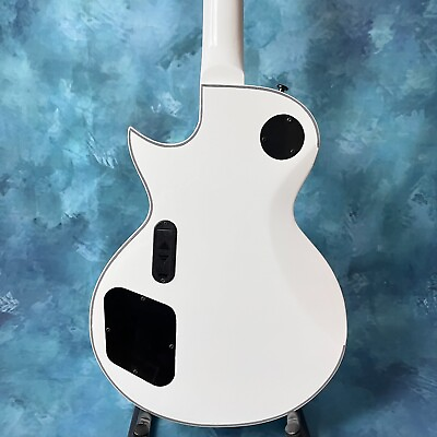 #ad White Electric Guitar Cross Inlays Black Hardware Solid Body Gloss Finish ESP $290.46