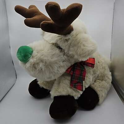 #ad JC PENNY HOLIDAY COLLECTION GOLDEN BEAR Christmas PLUSH Green Nose Reindeer 25quot; $45.99