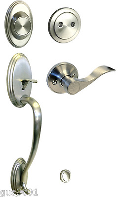 #ad Satin Nickel Front Door Dummy Handleset lever lock 838 with free shipping $69.99
