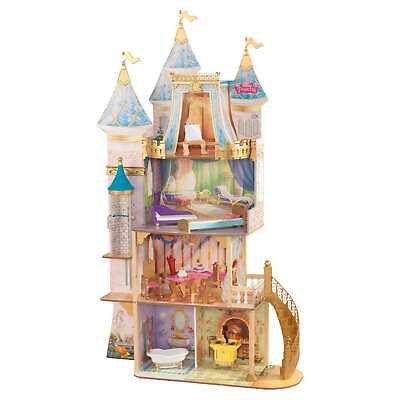 #ad Disney Princess Royal Celebration Wooden Castle Dollhouse with 10 Accessories $161.88