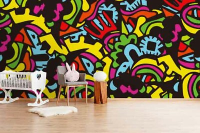 #ad 3D Abstract Graffiti Wallpaper Wall Mural Removable Self adhesive Sticker 25 AU $349.99