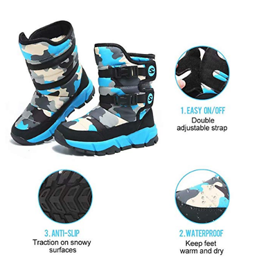 #ad Boys Winter Snow boot Kids Winter boot waterproof outdoor Hiking Ski Anti slip $24.99