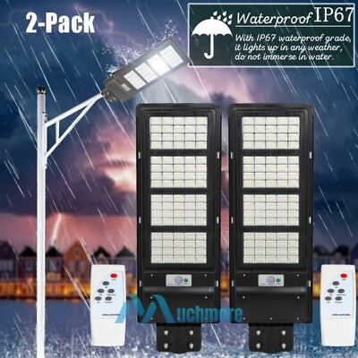 #ad 2x 150W Commercial Solar LED Street Light PIR Dusk to Dawn Spotlight IP67Remote $138.99