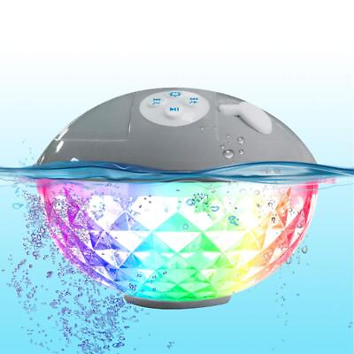 #ad Floating Pool Speaker with Colorful Lights IPX7 Waterproof Bluetooth Stereo $53.35