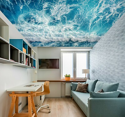 #ad 3D Ocean Waves NA2364 Ceiling WallPaper Murals Wall Print Decal AJ US Fay $296.99