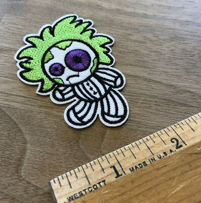 #ad Halloween Patch Beetlejuice iron on patch Green Hair Purple Eyes Striped clothes $5.97