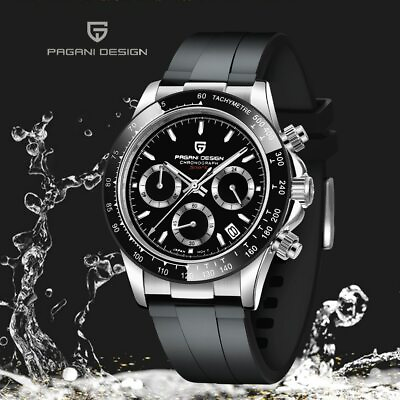 #ad PAGANI DESIGN Watch Mens Japan Quartz Wrist Watch Rubber Band Chronograph Luxury $72.62