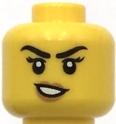 #ad Lego New Yellow Minifigure Head Dual Sided Female Black Eyebrows Sweat Drips $0.99
