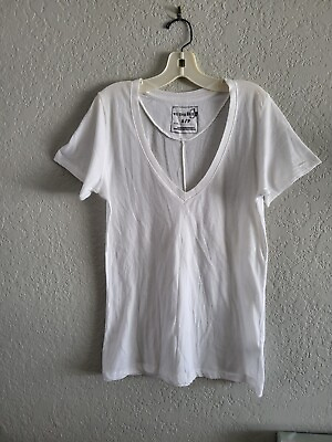 #ad We the Free White v neck short sleeve Tshirt Sz S $15.00
