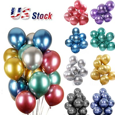 #ad 50packs 12in Latex Metallic Balloons Wedding Birthday Party Decoration $8.99