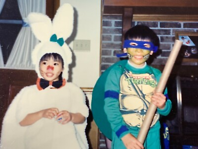 #ad AtH Photograph Asian Kids Siblings Halloween Ninja Turtle Bunny Rabbit $14.97