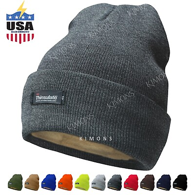 #ad Mens Womens Winter Thermal Fleece Lined Insulated Knit Beanie Hat Cuff Cap Ski $8.75