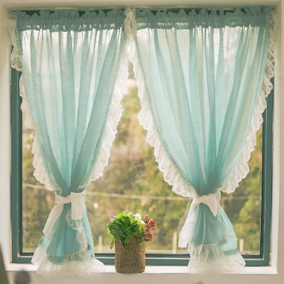 #ad Pastoral Floral Curtains Perforated Screens Curtains Living Room Balcony Bedroom $96.01