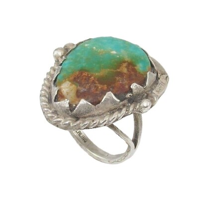 #ad Southwestern Sterling Silver Turquoise Ring Size 7.75 $102.99
