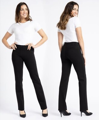 #ad Betabrand Dress Pant Yoga Pants High Waisted Stretch Flat Front Black Women S $29.99