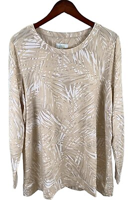 #ad Denim amp; Co. Active Printed Soft Blend Knit Pullover Taupe $19.99